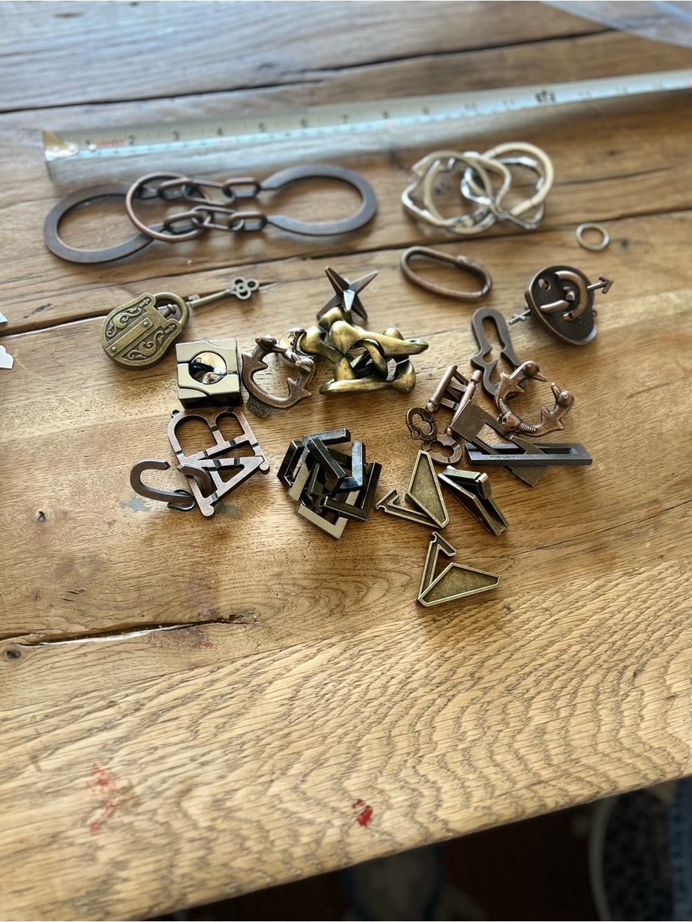 Vintage Brass Tone metal brain teaser and disentanglement puzzles Amazon